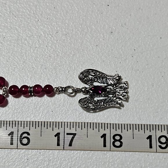 Angel Pendant Necklace Red Beaded Sterling Silver Spiritual Fashion Jewelry - Picture 10 of 10